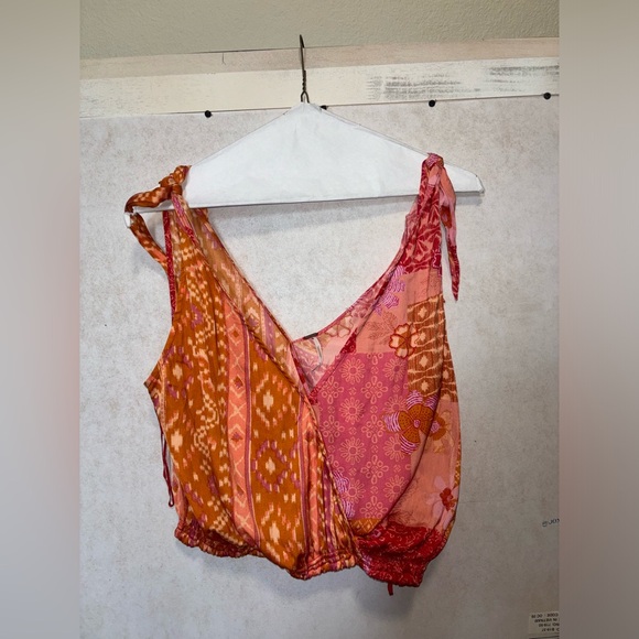 Free People NWOT- Tied To You Tank Top in Lemonade Combo - Picture 7 of 8